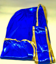 Load image into Gallery viewer, Rimix *PATENT PENDING* Silky Exclusive Platinum Edition Durag (4k Limited Edition) - Blue/Gold (Chun Li)