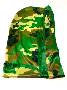 Rimix *PATENT PENDING* Silky Durag **Limited Edition - Green Camouflage/Green Trim