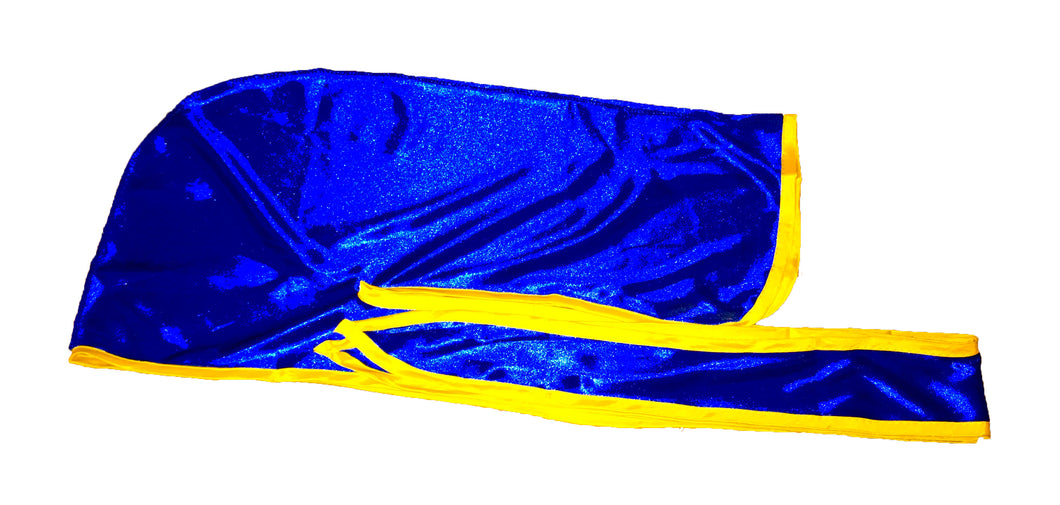 Rimix *PATENT PENDING* Silky Durag **Limited Edition - Blue/Yellow Trim