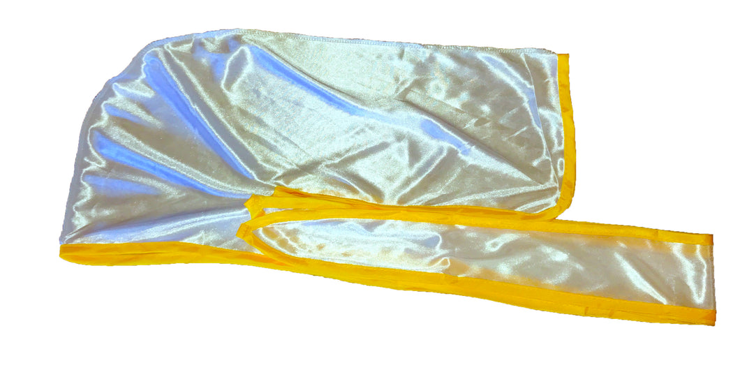 Rimix *PATENT PENDING* Silky Durag **Limited Edition - White/Yellow Trim
